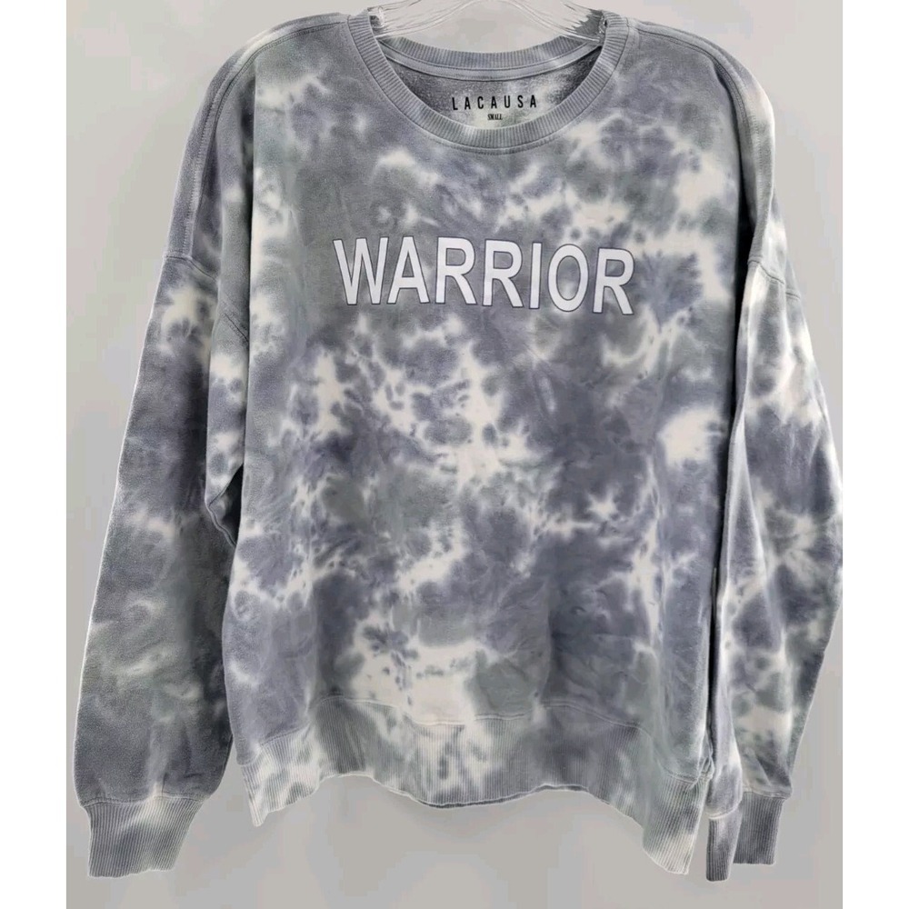 Anthropologie Lacausa Warrior Sweatshirt Blue & White Oversized Size S NWT